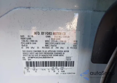 2018 Ford Edge Se from USA, damaged, VIN 2FMPK4G94JBB56414
